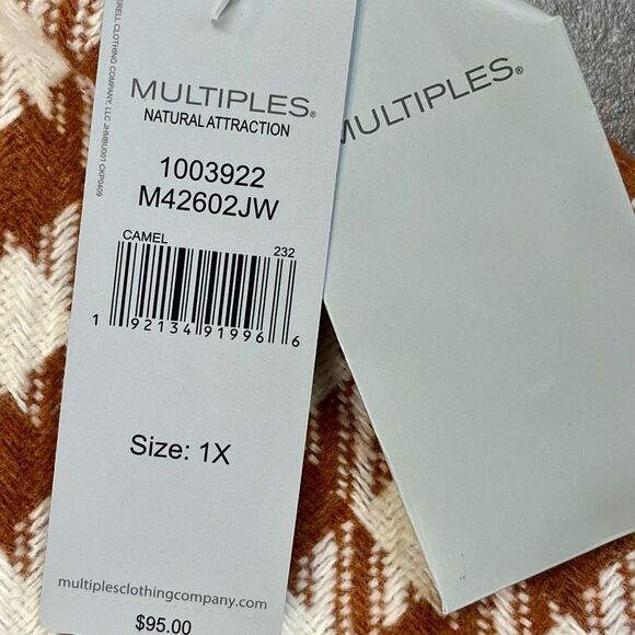 NWT Multiples Camel Houndstooth Zip Up Jacket 1X - Picture 13 of 14